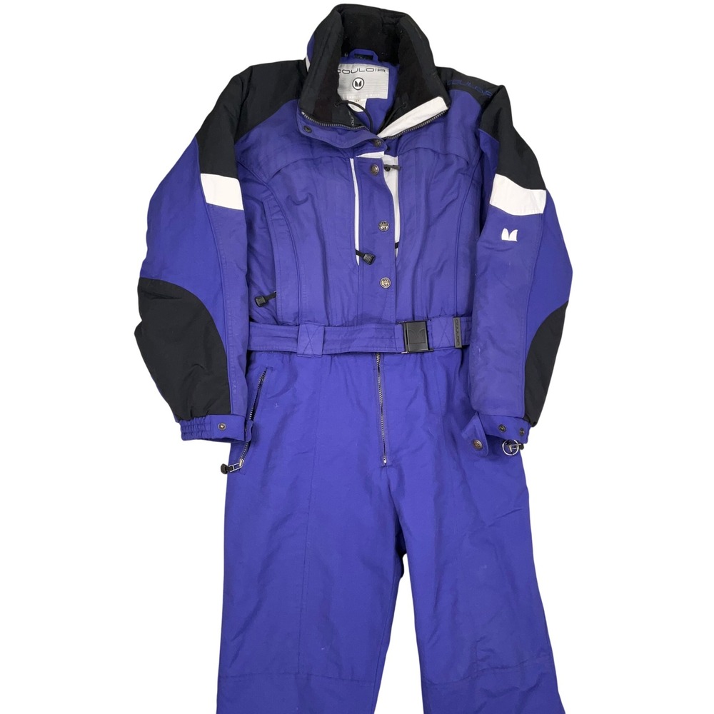 Vintage‎ Couloir Ski Suit Womens 12 XLarge Purple Colorblock Hood Snow Outdoor